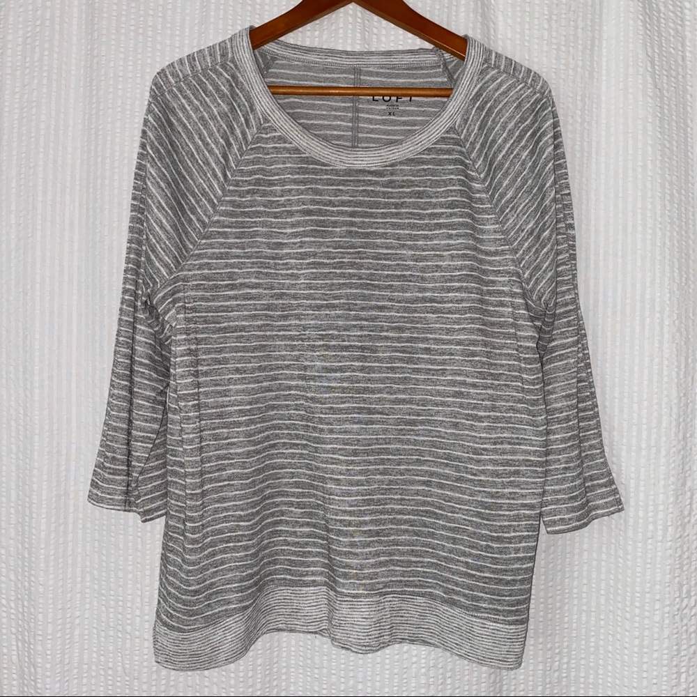LOFT Gray Striped Top / Sweater
